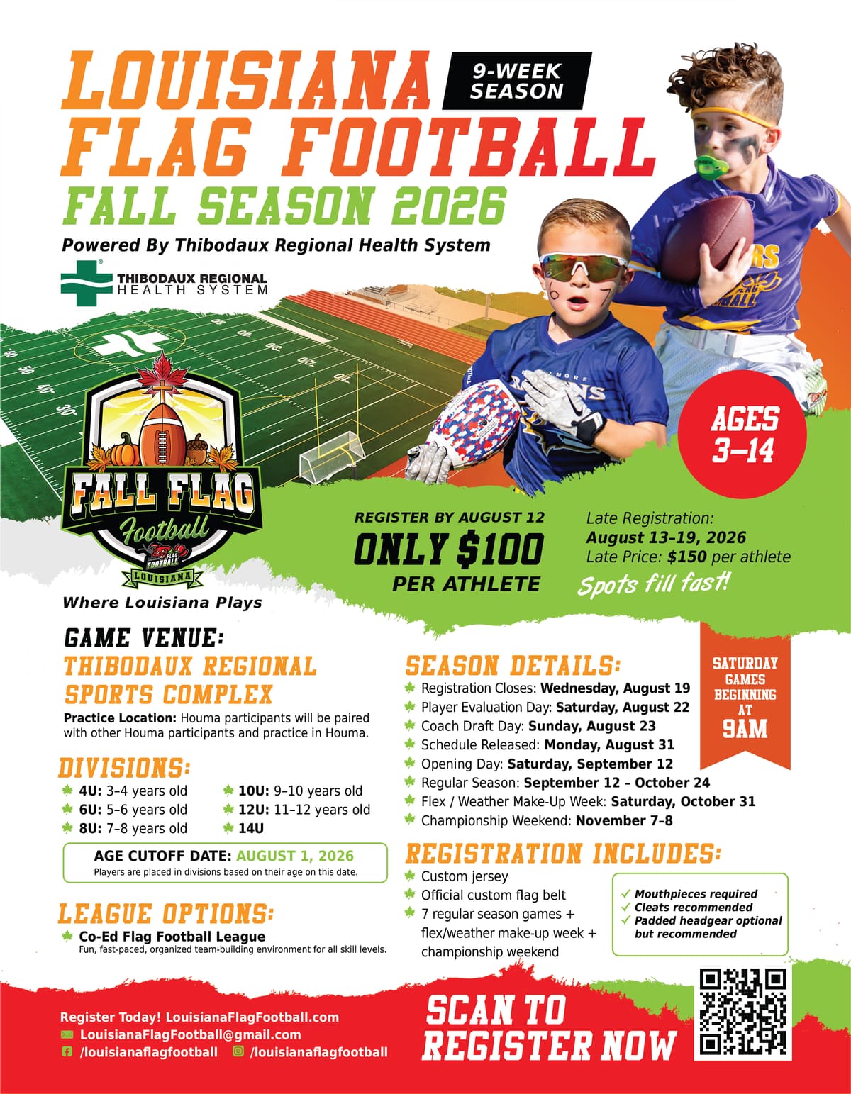Louisiana Flag Football Fall Season 2026 Flyer — Example 1