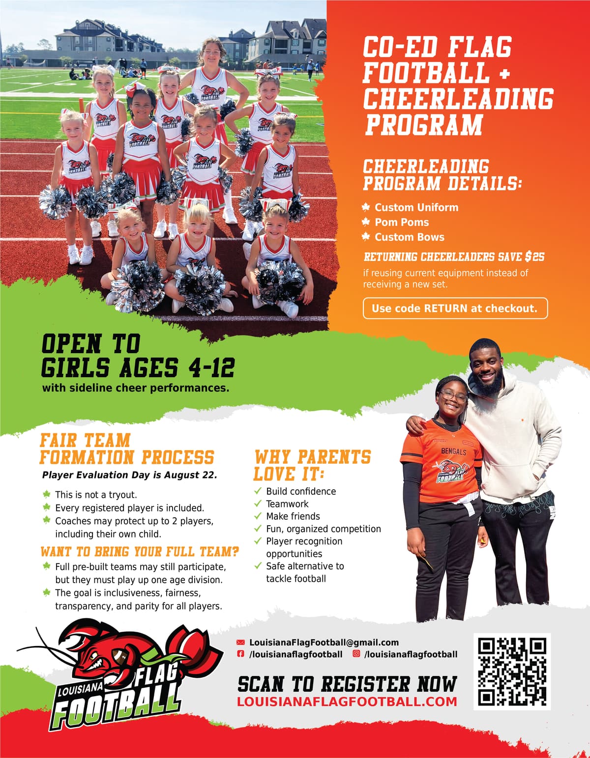 Louisiana Flag Football Fall Season 2026 Flyer — Example 2